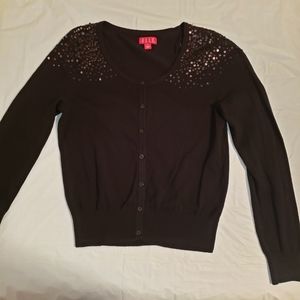 ELLE Sequin Black Button‎ Up Cardigan Size Small